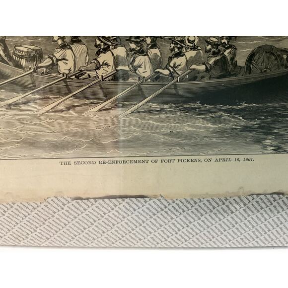 Antique Newspaper Civil War 1861 Second Re-Enforcement Harper’s Military 1800s - Picture 3 of 7
